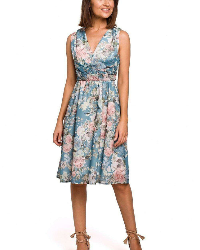 Chic Floral Chiffon Cocktail Gown