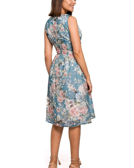 Chic Floral Chiffon Cocktail Gown