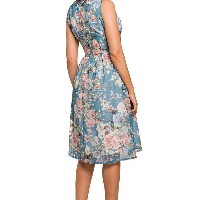 Chic Floral Chiffon Cocktail Gown