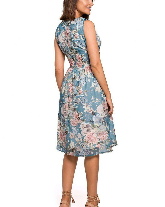 Chic Floral Chiffon Cocktail Gown