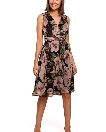 Chic Floral Chiffon Cocktail Gown