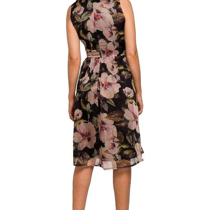 Chic Floral Chiffon Cocktail Gown