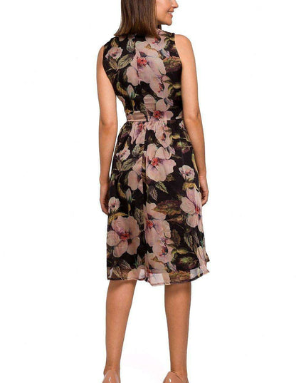 Chic Floral Chiffon Cocktail Gown