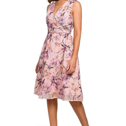 Chic Floral Chiffon Cocktail Gown