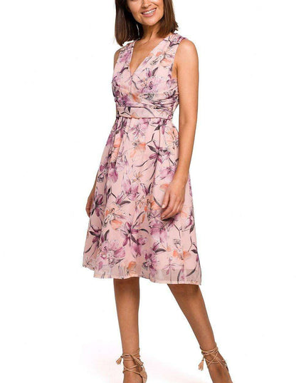 Chic Floral Chiffon Cocktail Gown