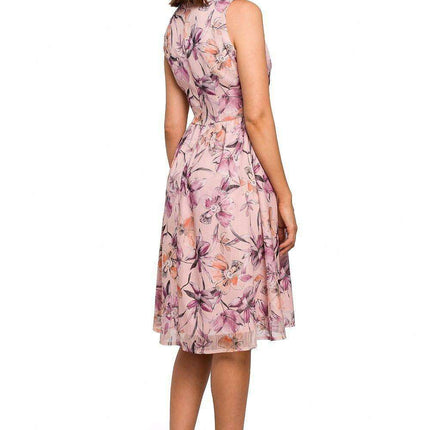 Chic Floral Chiffon Cocktail Gown