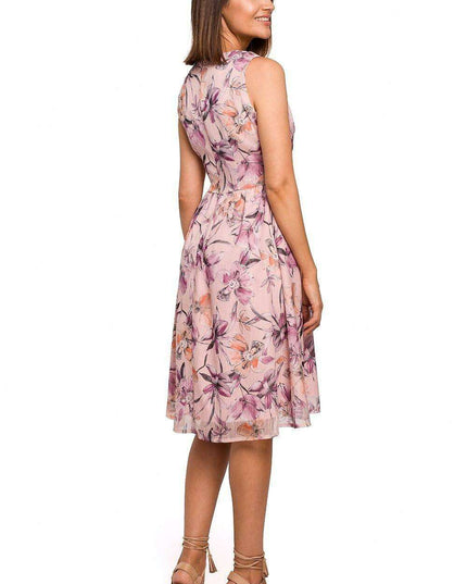 Chic Floral Chiffon Cocktail Gown