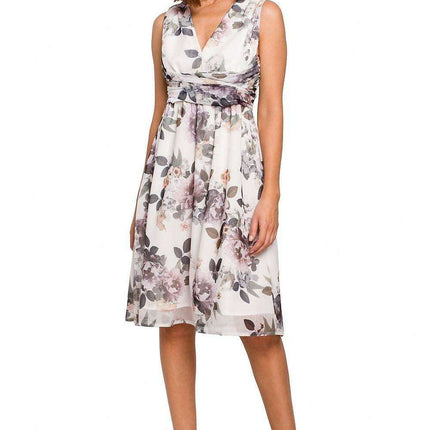 Chic Floral Chiffon Cocktail Gown