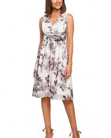 Chic Floral Chiffon Cocktail Gown