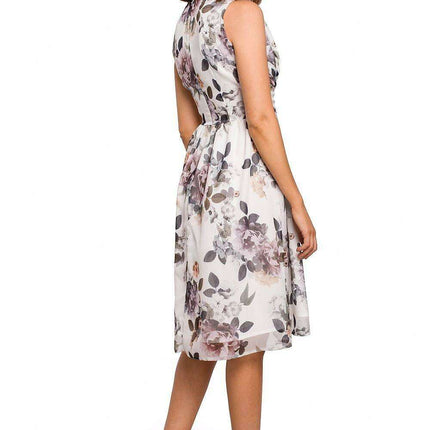 Chic Floral Chiffon Cocktail Gown