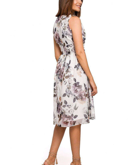 Chic Floral Chiffon Cocktail Gown