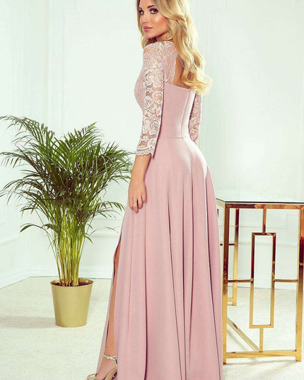 Chic Black Lace Evening Gown by Numoco