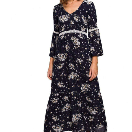 Lace-Embellished Bohemian Maxi Dress - Enchanted Evenings