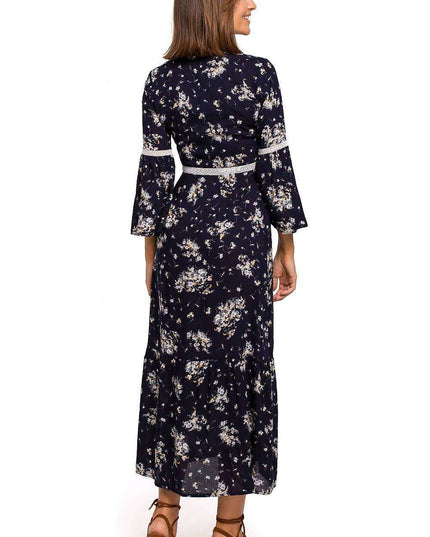 Lace-Embellished Bohemian Maxi Dress - Enchanted Evenings