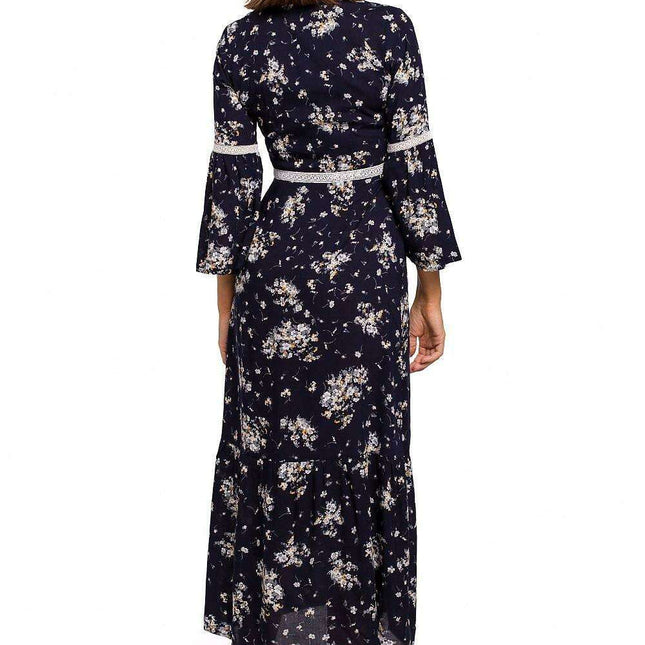 Lace-Embellished Bohemian Maxi Dress - Enchanted Evenings