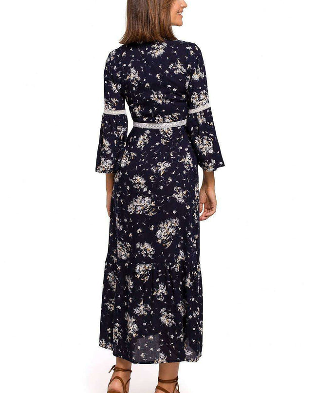 Lace-Embellished Bohemian Maxi Dress - Enchanted Evenings