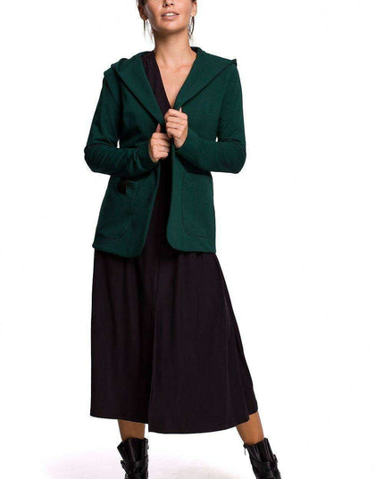 Trendy Oversized Hooded Cotton Jacket with Large Pockets - Made in Europe