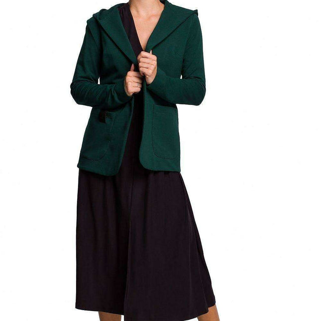 Trendy Oversized Hooded Cotton Jacket with Large Pockets - Made in Europe