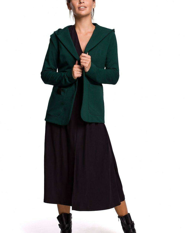 Trendy Oversized Hooded Cotton Jacket with Large Pockets - Made in Europe