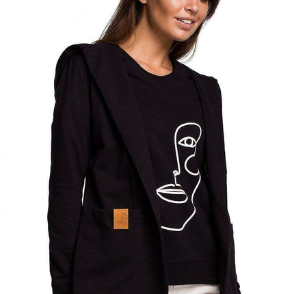 Trendy Oversized Hooded Cotton Jacket with Large Pockets - Made in Europe