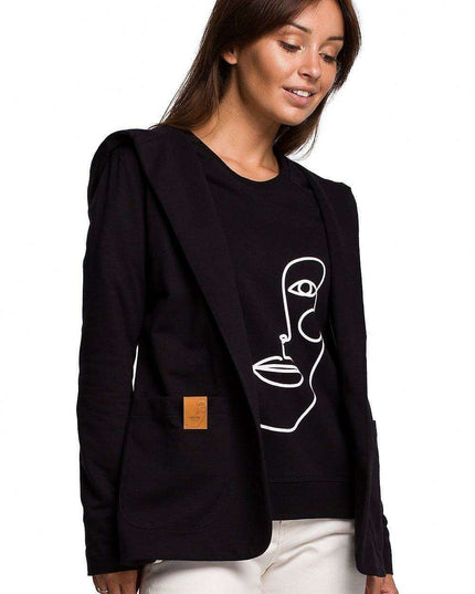 Trendy Oversized Hooded Cotton Jacket with Large Pockets - Made in Europe