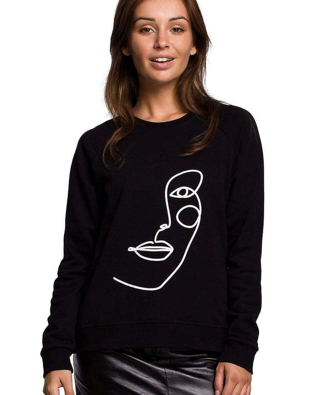 Stylish Ruffle Sleeve Sweatshirt with Eye-Catching Print for All-Day Comfort