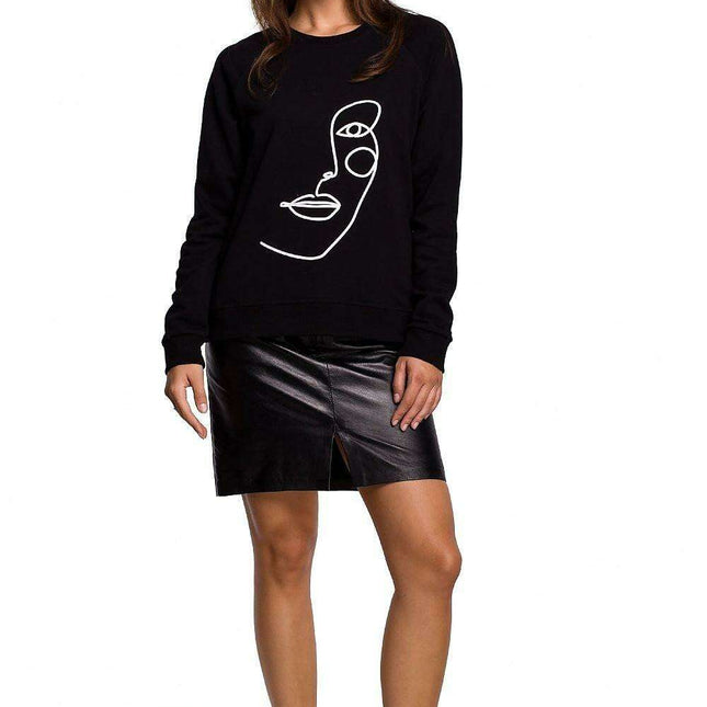 Stylish Ruffle Sleeve Sweatshirt with Eye-Catching Print for All-Day Comfort