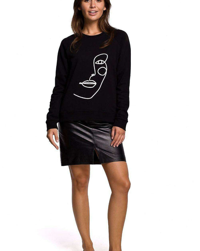 Stylish Ruffle Sleeve Sweatshirt with Eye-Catching Print for All-Day Comfort