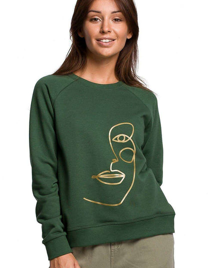 Stylish Ruffle Sleeve Sweatshirt with Eye-Catching Print for All-Day Comfort