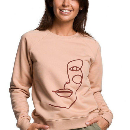 Stylish Ruffle Sleeve Sweatshirt with Eye-Catching Print for All-Day Comfort