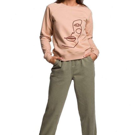 Stylish Ruffle Sleeve Sweatshirt with Eye-Catching Print for All-Day Comfort