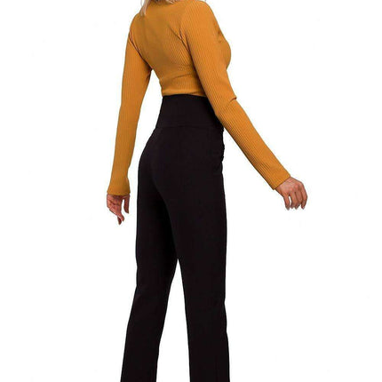 Chic High-Waisted Women's Trousers with Stylish Decorative Press-Studs