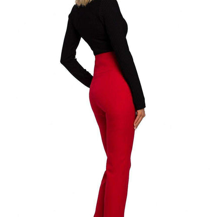 Chic High-Waisted Women's Trousers with Stylish Decorative Press-Studs