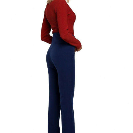 Chic High-Waisted Women's Trousers with Stylish Decorative Press-Studs
