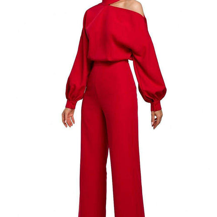 Chic Long Sleeve Jumpsuit with Slit Accent
