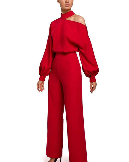 Chic Long Sleeve Jumpsuit with Slit Accent