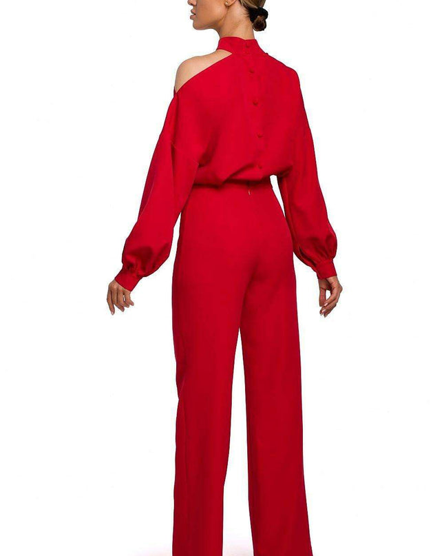 Chic Long Sleeve Jumpsuit with Slit Accent