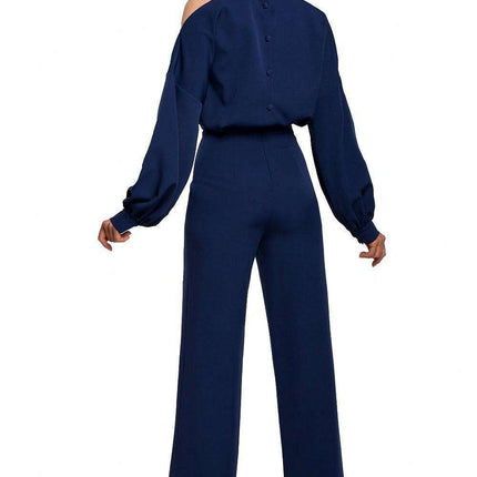 Chic Long Sleeve Jumpsuit with Slit Accent