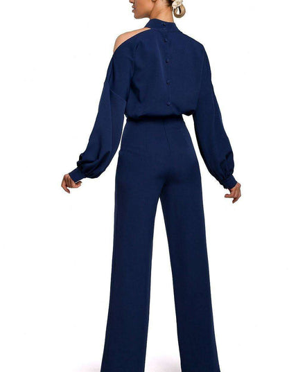Chic Long Sleeve Jumpsuit with Slit Accent