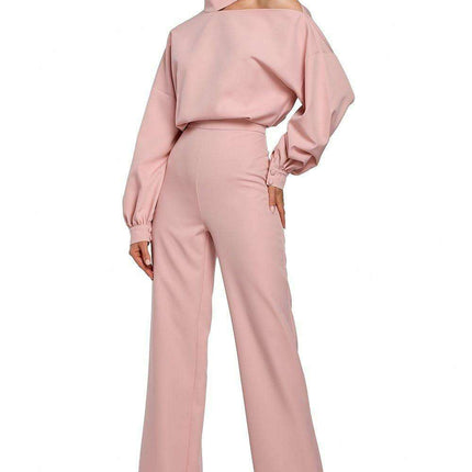 Chic Long Sleeve Jumpsuit with Slit Accent