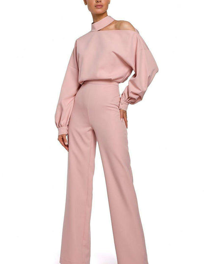 Chic Long Sleeve Jumpsuit with Slit Accent