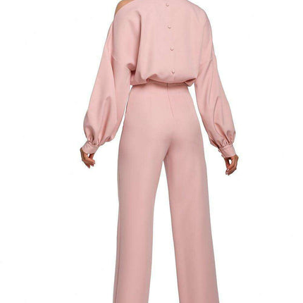 Chic Long Sleeve Jumpsuit with Slit Accent