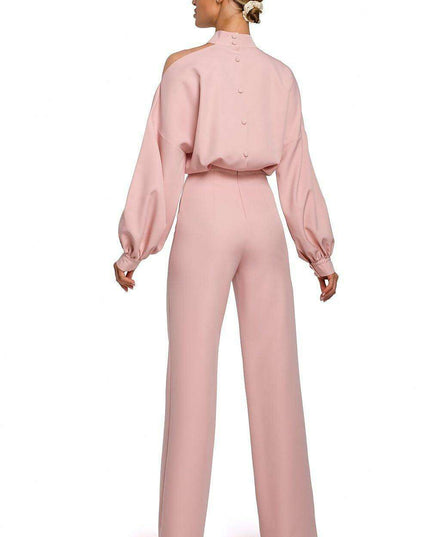 Chic Long Sleeve Jumpsuit with Slit Accent