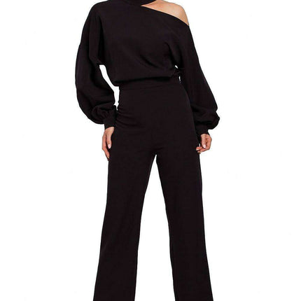 Chic Long Sleeve Jumpsuit with Slit Accent