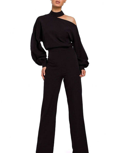 Chic Long Sleeve Jumpsuit with Slit Accent