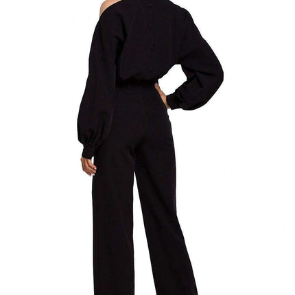 Chic Long Sleeve Jumpsuit with Slit Accent