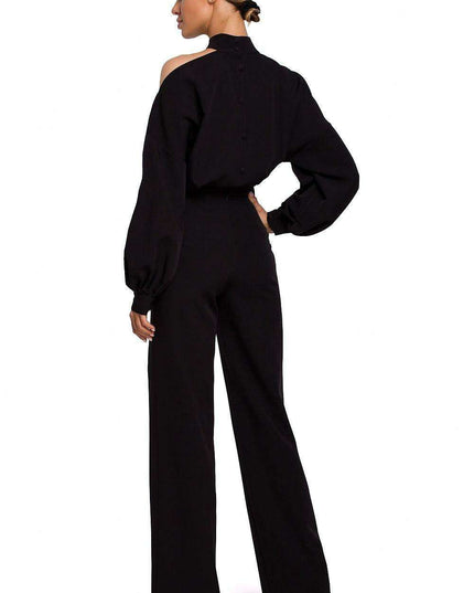 Chic Long Sleeve Jumpsuit with Slit Accent