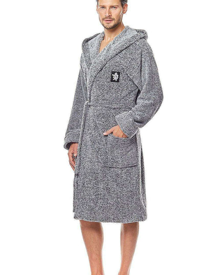 L&L Luxe Men's Elegant Hooded Bathrobe with Pockets for Ultimate Comfort