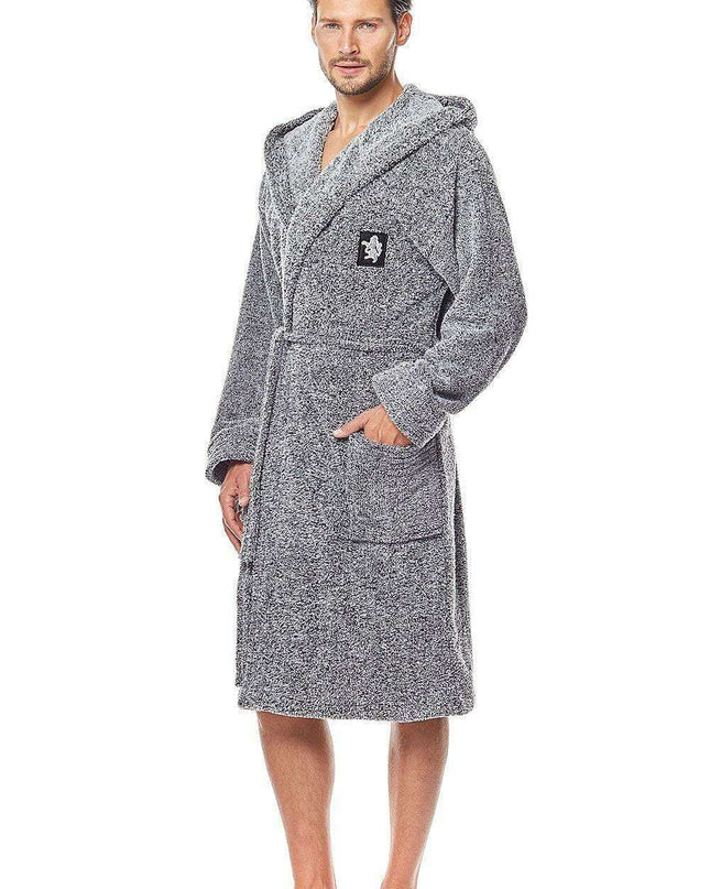 L&L Luxe Men's Elegant Hooded Bathrobe with Pockets for Ultimate Comfort
