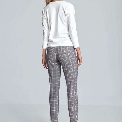 Chic Piped Envelope Neck Blouse for Timeless Elegance